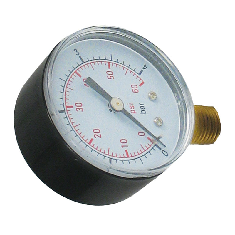 0-60 PRESSURE GAUGE, BOT/SIDE MOUNT
