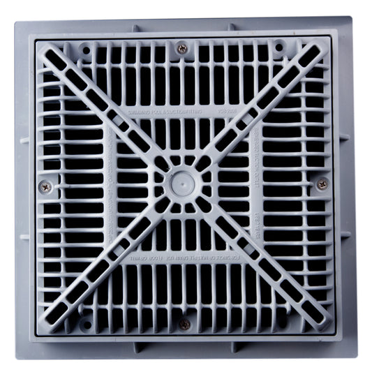 9" X 9" FRAME/GRATE, VGB POOL DRAIN, DARK GRAY