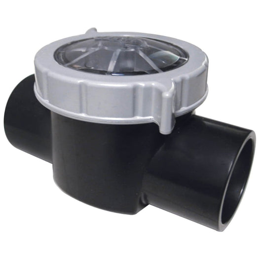 The CMP HydroSeal 2" Socket x 2.5" Spigot Spring Check Valve, highly corrosion-resistant, is perfect for filtering debris in piping systems, even under harsh chemical conditions.