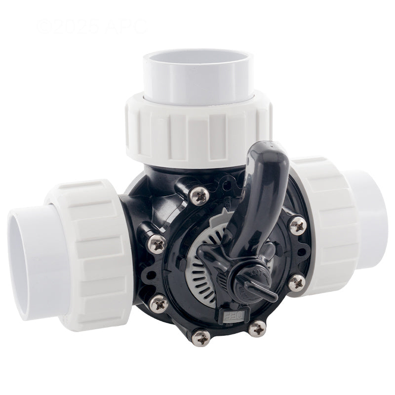 Diverter Valve, 2in Unions, 3 Way, Black
