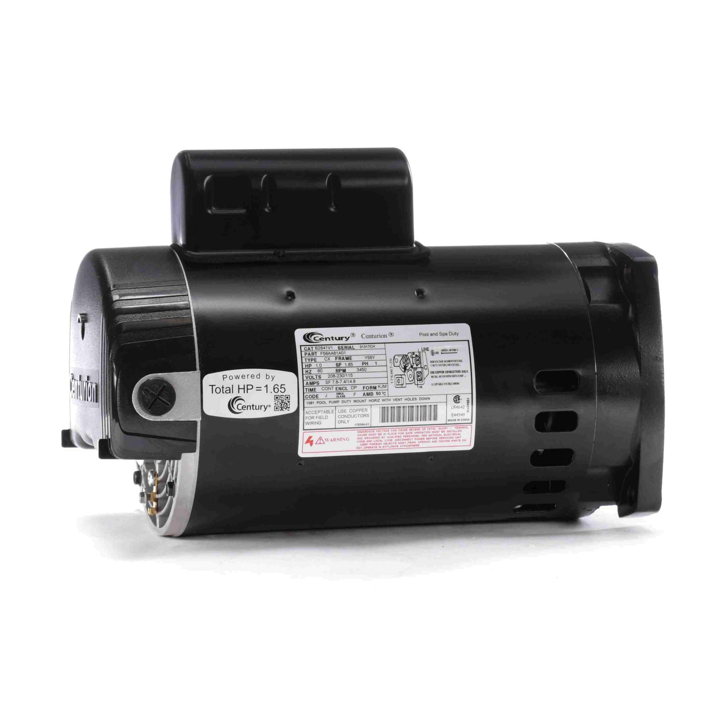 Century Pool Pump Motor 1HP 1-Speed 1 Phase 60Hz 208-230/115V 56Y Frame | B2841V1