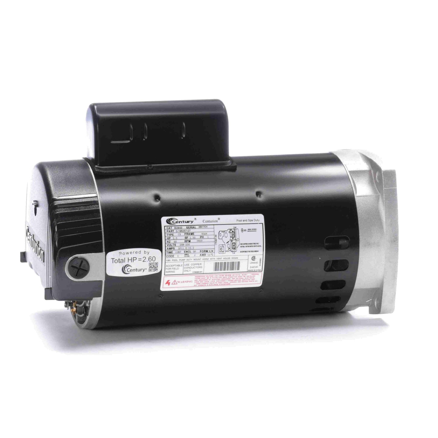 Century Pool Pump Motor 2HP 1-Speed 1 Phase 60Hz 208-230V 56Y Frame | B2843