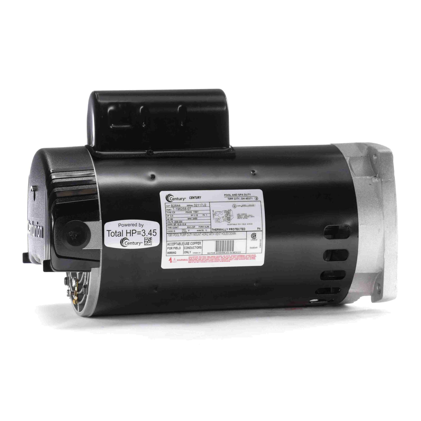 Century Pool Pump Motor 3HP 1-Speed 1 Phase 60Hz 208-230V 56Y Frame | B2844