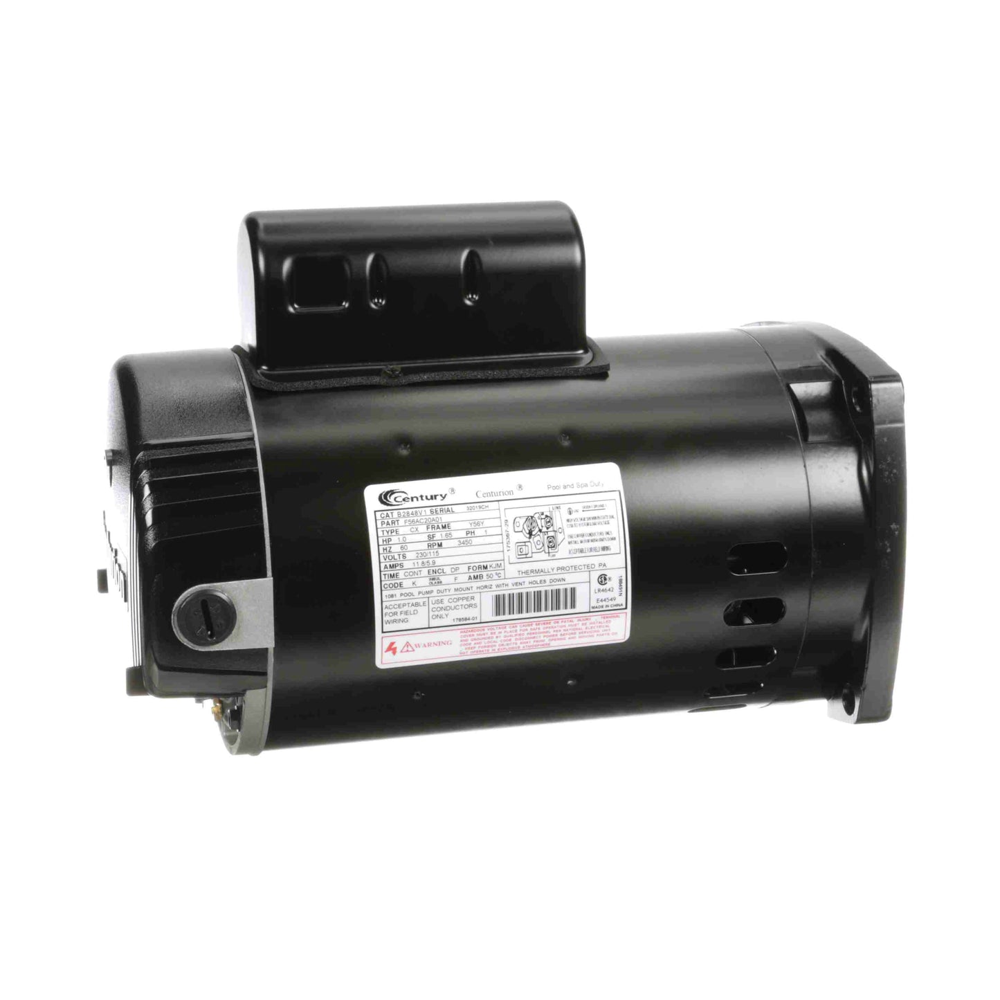 Century Pool Pump Motor 1HP 1-Speed 1 Phase 60Hz 115/230V 56Y Frame | B2848V1