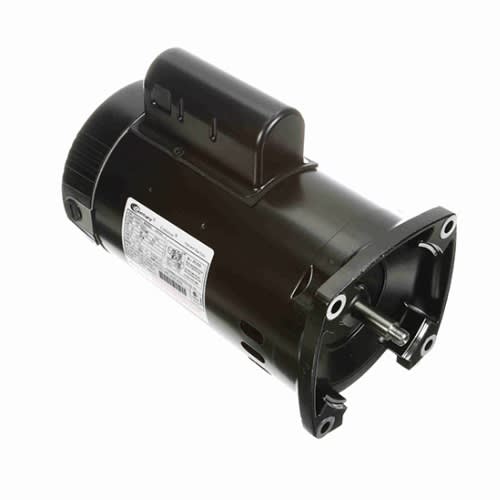 The Century Pool Pump Motor 1.5HP (Model B2854V1) is a black, energy-efficient electric motor with a mounting flange and protruding shaft, perfect for Centurion replacements. It features a side label with specifications and operates at 1-Speed and 1 Phase on 115/230V with a 56Y Frame.