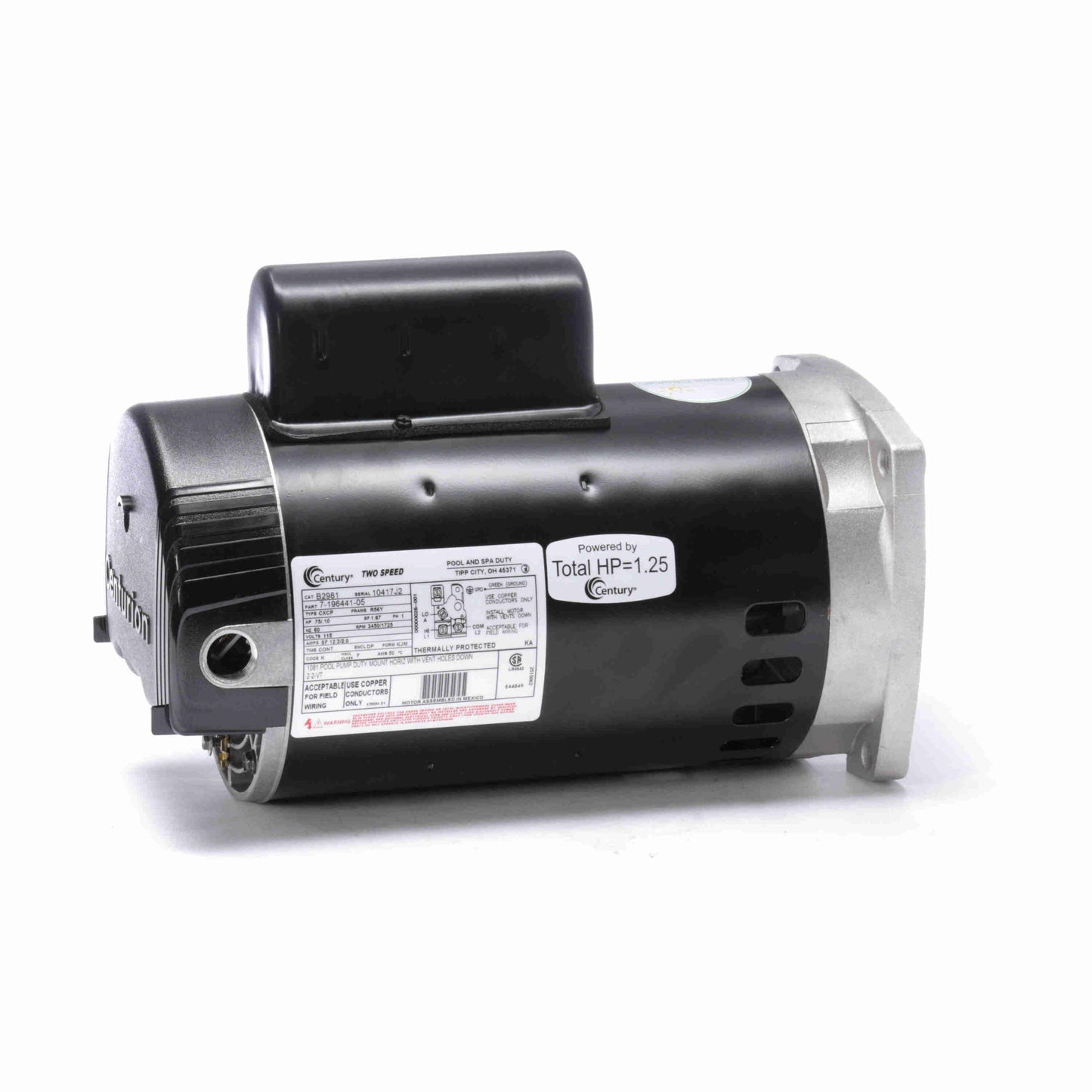 Century Pool Pump Motor 3/4HP 2-Speed 1 Phase 60Hz 115V 56Y Frame | B2981