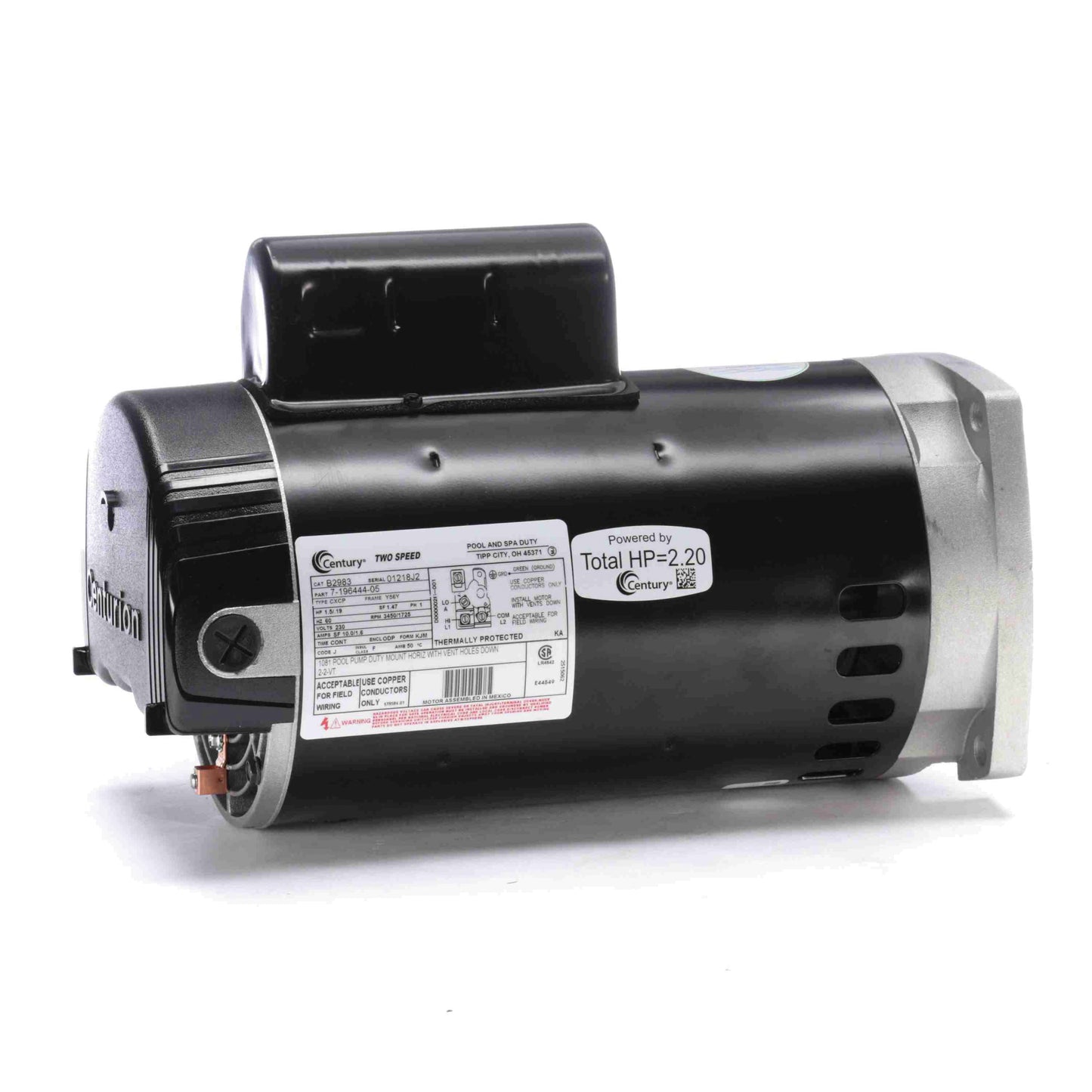 Century Pool Pump Motor 1.5HP 2-Speed 1 Phase 60Hz 230V 56Y Frame | B2983