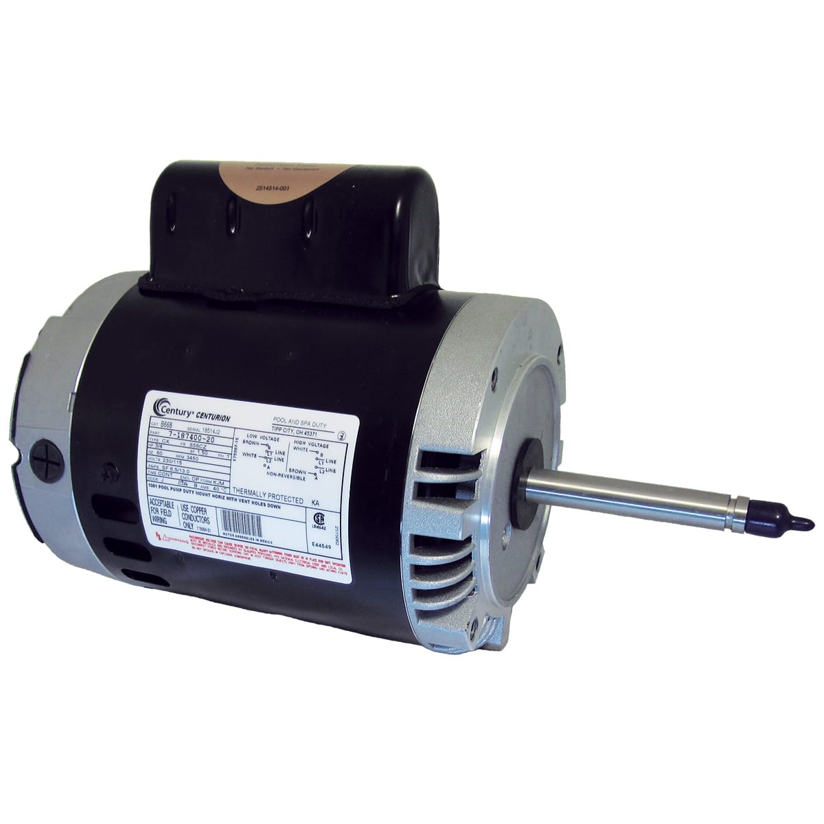 Century Pool Pump Motor 3/4HP 1 Phase 60Hz 230/115V 3450 RPM 56CZ Frame | B668