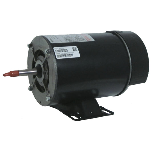 The Century Pool Pump Motor BN24V1 is a black 3/4HP, 1-Speed, 115V motor with a cylindrical body and shaft, ideal for above ground pool pumps, securely mounted on a metal base.