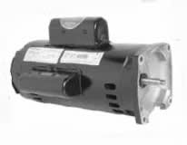 The Century Pool Pump Motor 3HP three-phase, 60Hz, 208-230/460V with a visible shaft and housing features a rectangular box on top and label stickers. Designed for reliable performance in demanding applications. Model: H755, Frame: 56Y.