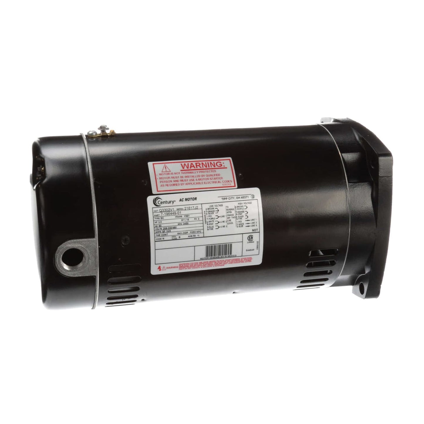 Century Pool Pump Motor, Square Flange, 3HP 3Ph 200/230/460V 56Y | Q3302V1