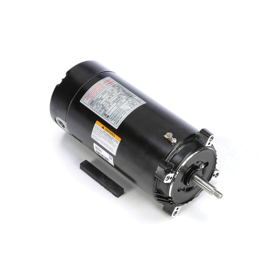 The Century Pool Pump Motor UST1152 is a black cylindrical motor with a threaded shaft, showcasing labels and specs on its surface. With 1.5HP, it serves as an ideal replacement pool or spa motor, promising reliability and performance in aquatic settings.