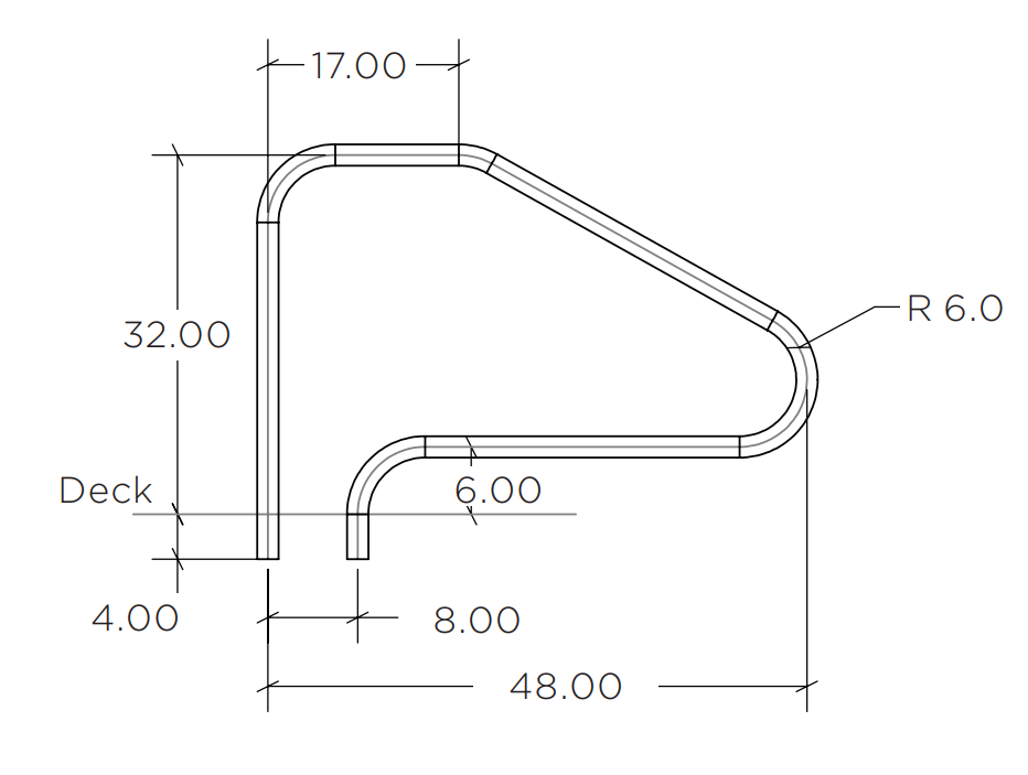 SR Smith 48" Deck Mounted Pool Handrail, Stainless Steel | DMS-101A