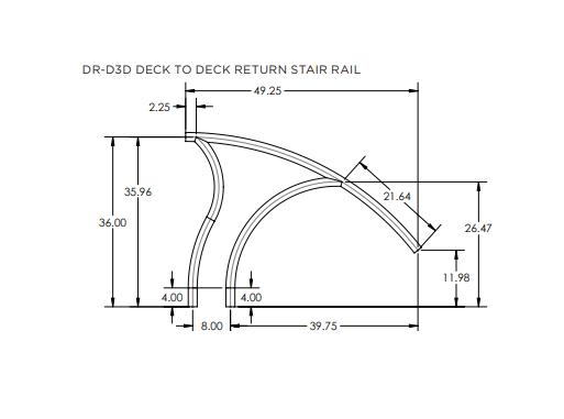 SR Smith Designer Series 3-Bend Deck to Deck Return Stair Rail | DR-D3D50065