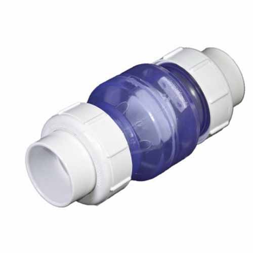 Swing Check Valve, 1-1/2"Slip Clear PVC 125 psi 1700 Series True Union Low-Profile with Flow Control