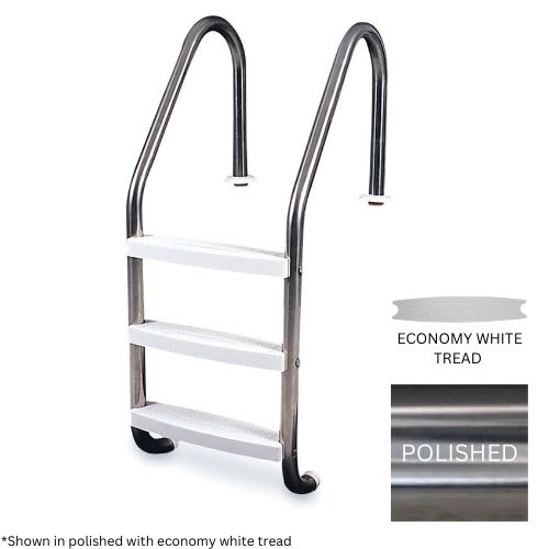 Global 3 Tread Economy Ladder .049 with White Treads | GPP-LD-E49-3ST-SS-EW