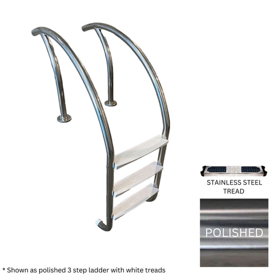 Global 3 Tread Modern Ladder Polished .065 with Stainless Steel Treads | GPP-MLD-3ST-SS-SST