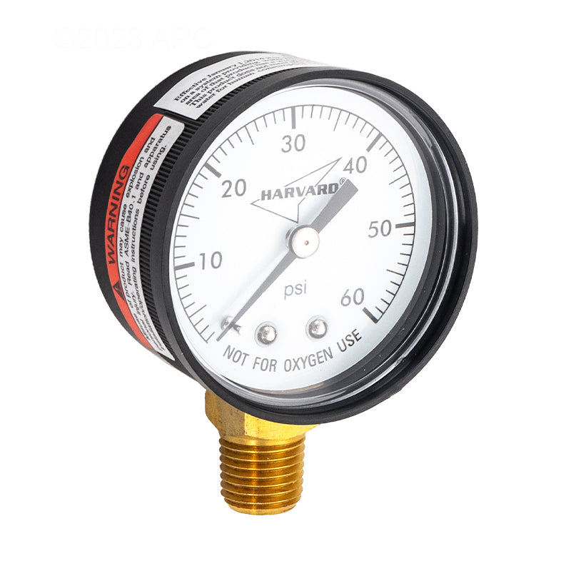 PRESSURE GAUGE .25" MPT LOWER 2" FACE 0 TO 60# PLASTIC CASE