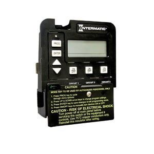 Intermatic 24 Hour Three Circuit Programmable Pool Control Mech. (25A, 2Hp, Dual Voltage) Digital Mech, with Pool Heater Protection, 120/240 V | P1353ME