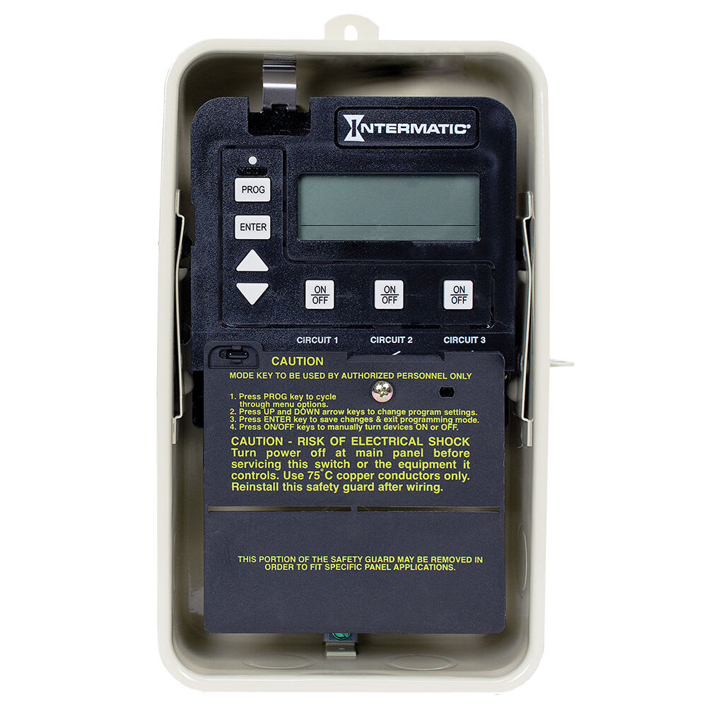 Intermatic Digital Time Clock 3 Circuit W/ Metal Case, 120/240 VAC, with Pool Heater Protection | PE153