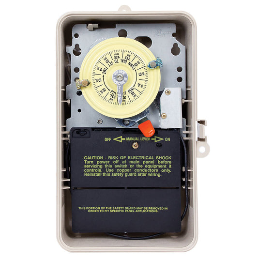 Intermatic 24-Hour 208-277V Mechanical Time Switch, DPST, Pool Heater Protection, Type 3R Plastic Enclosure | T104P201