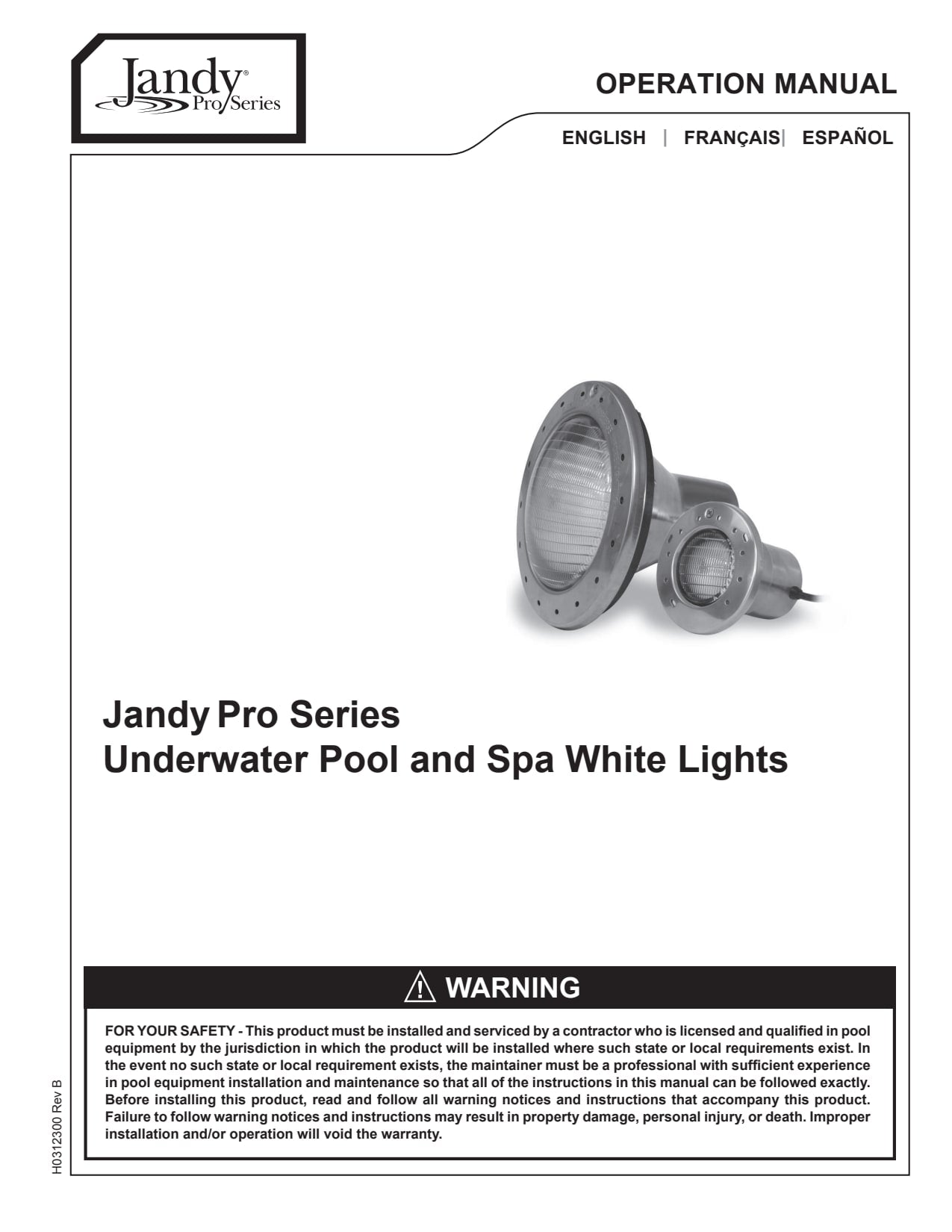 Jandy WaterColors Small LED Spa Light Stainless Steel Face Ring | R0451301