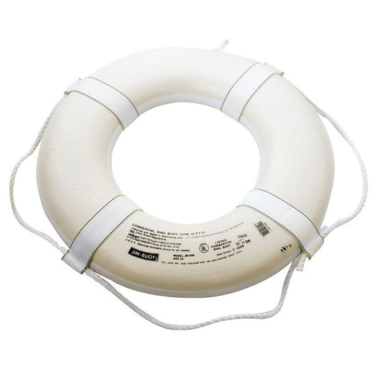 Kemp USA 20" Coast Guard Approved Ring Buoy, White | 10-206-WHI