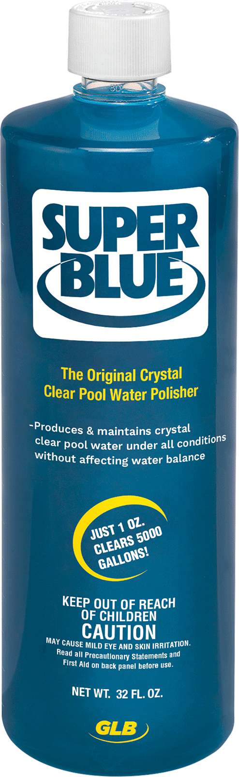 GLB Super Blue Concentrated Water Clarifier, 32 oz Bottle 12/Case | 71205
