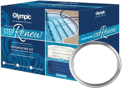 Olympic Step Renew Kit White Finish Includes Tools, Cleaner, And Coating To Resurface Plastic And Fiberglass Steps For Vinyl Liner Pools Up To 8 Ft Wide | 920