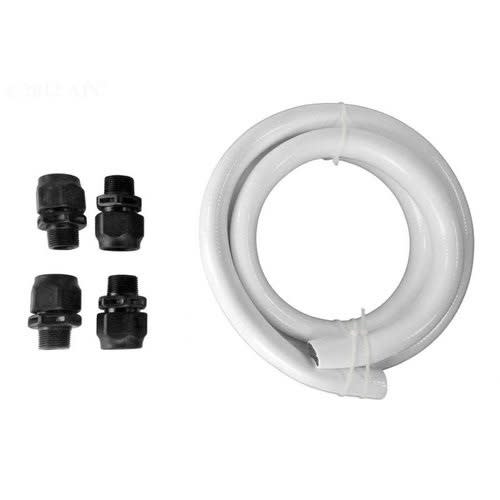 Pentair Booster Pump White Hose Kit | 353020: A coiled white hose with two small black fittings.