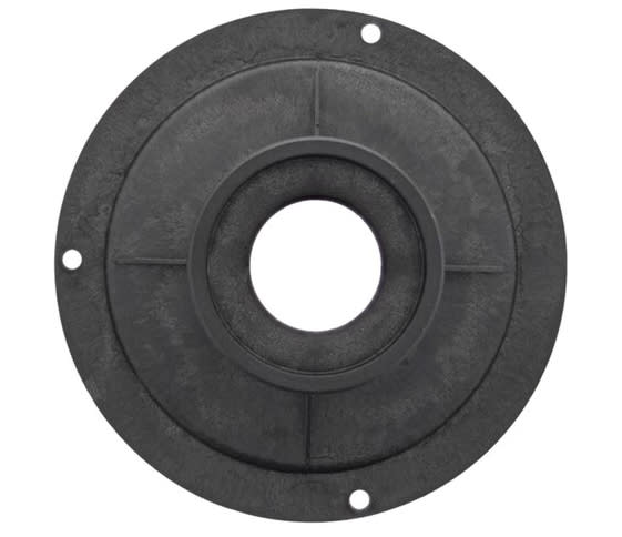 The Pentair Challenger Diffuser 355188 is a round black rubber gasket featuring a central hole and three peripheral holes.