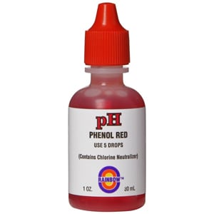 Pentair Rainbow pH Replacement Solution with Chlorine Neutralizer (R161018) features a red dropper cap, is labeled for 5-drop use, and comes in a 1/2 oz (15 mL) bottle.