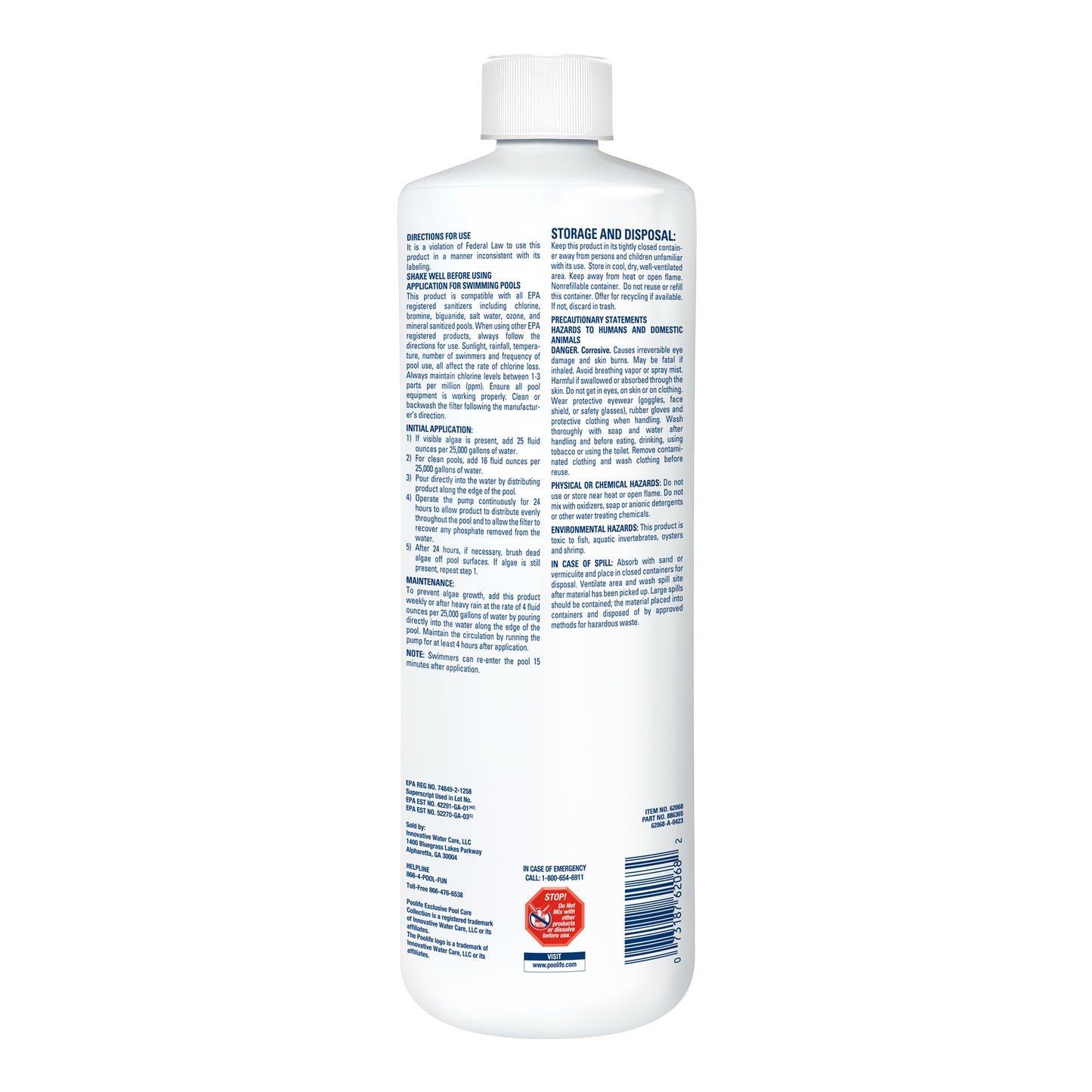 Poolife AlgaePhos Algaecide, 1 qt / 32 oz