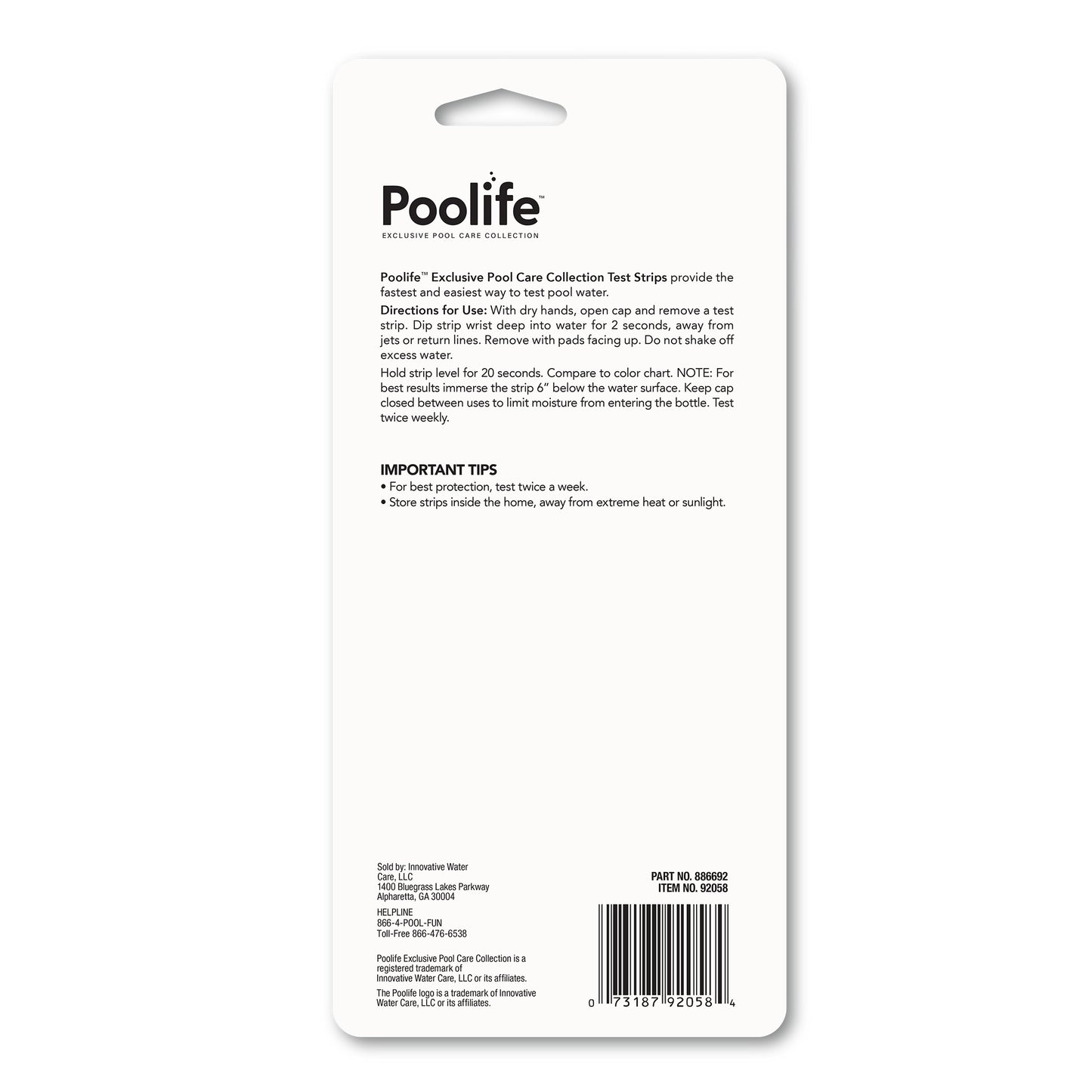 Poolife 6-way test strip, 50 Count