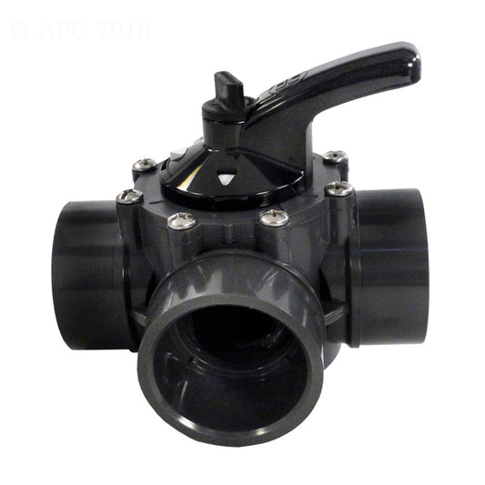 3 PORT PVC DIVERTER VALVE 1.5" SKT 2" SPG DARK GRAY