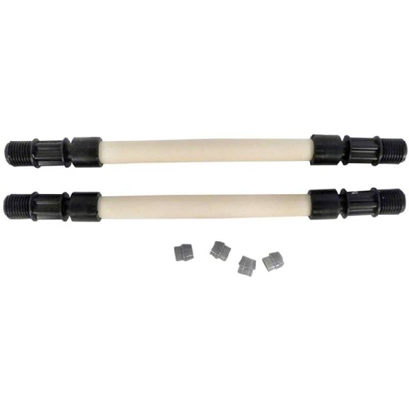 Two white Pentair IntellipH Size C Pump Tubes with black connectors and small gray caps are displayed on a white background.