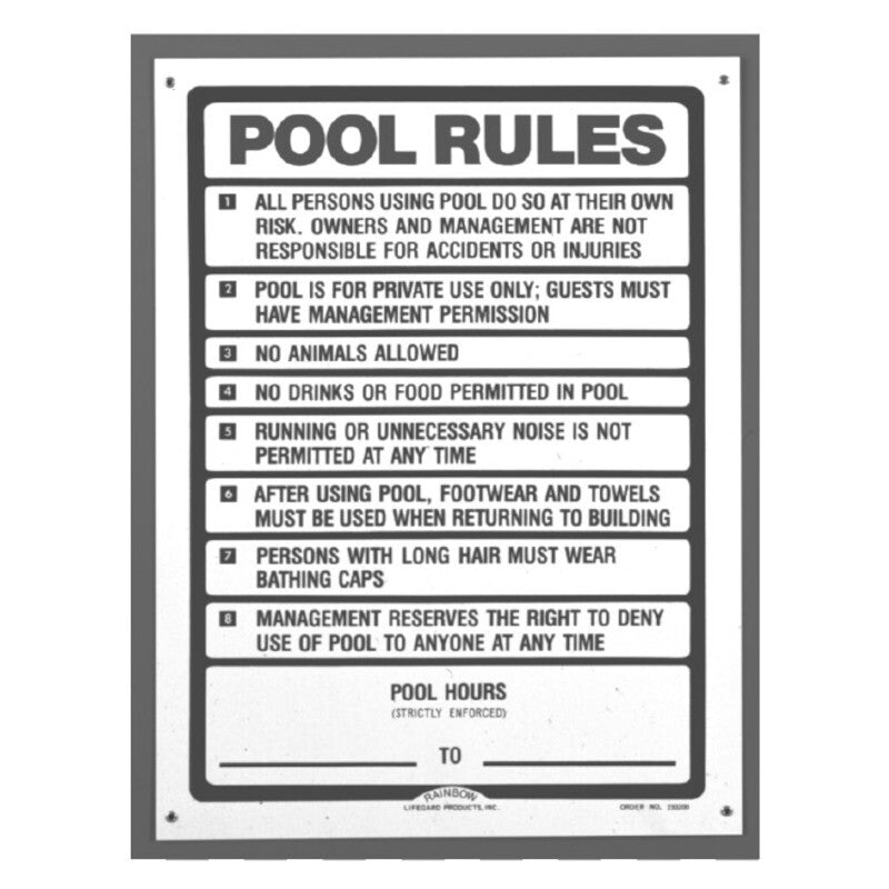 POOL RULES(CA) SIGN