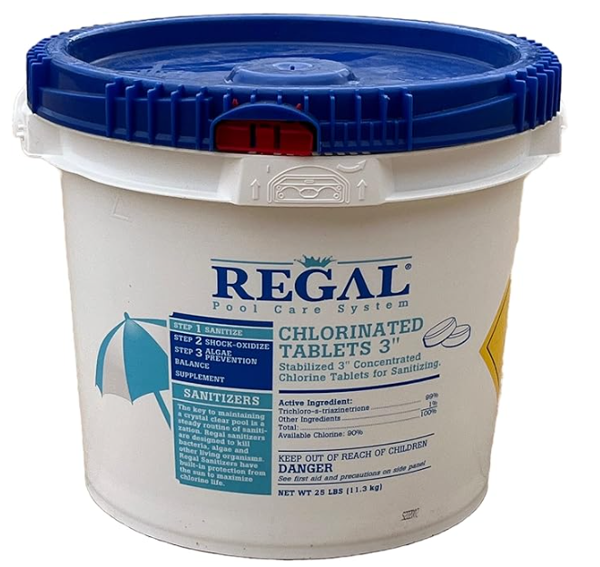 REGAL CHEMICALS  25 lb 3" Chlorinated Tabs Unwrapped Pail