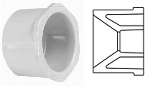 Sch. 40 PVC Bushing 1 in. x 3/4 in. Spigot x Slip