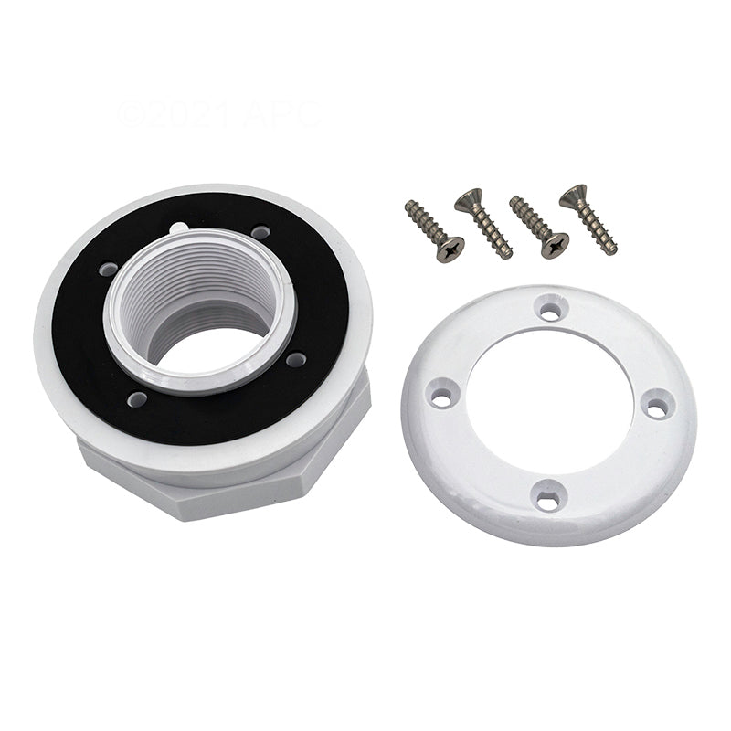 WALL FITTING VINYL FIBERGLASS WHITE 1.5" FPT HAYWARD COMBO LOCKNUT SPACER THREAD IN BODY