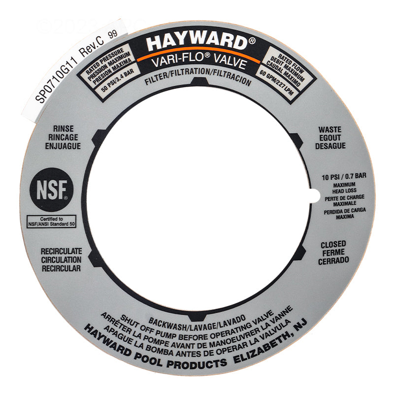 Hayward Label Plate | SPX0710G