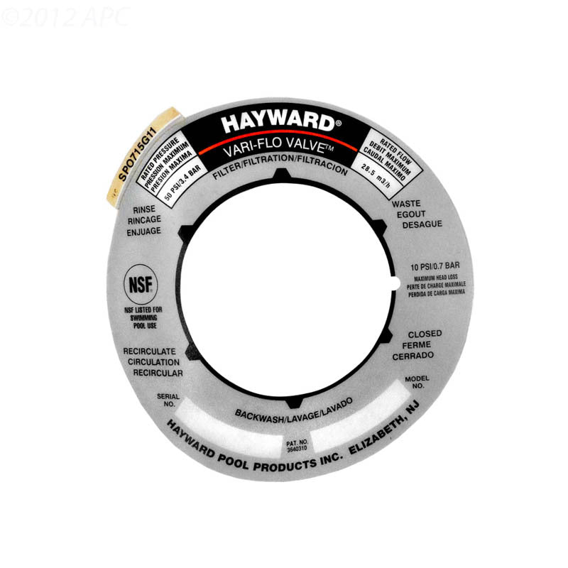 Hayward Label Plate | SPX0715G