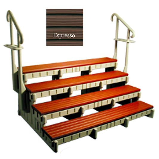 SWIM SPA STEP 4 TREAD BLACK FRAME 36" ESPRESSO LEISURE ACCENTS