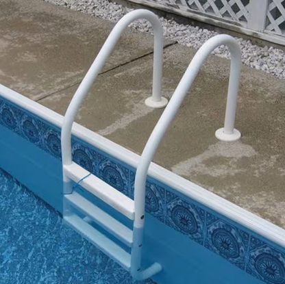 Saftron 3 Step I/G Pool Ladder w/ Escutcheons, White | P-324-L3-W