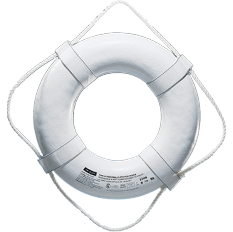 USCG Vinyl Coated Foam 24 Inch Life Ring With Grab Lines | White | CG24