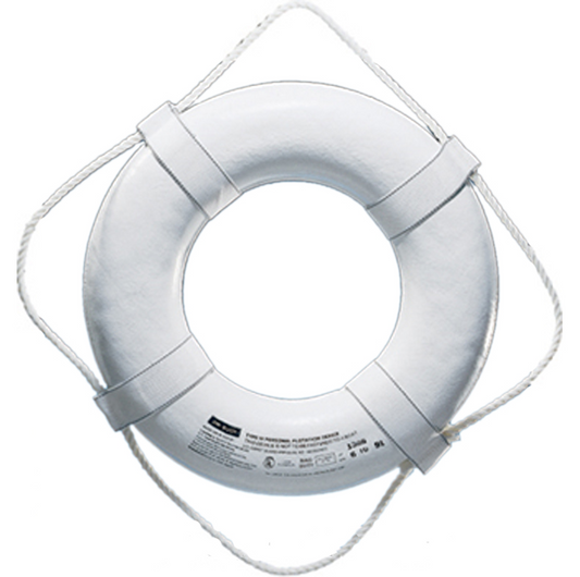 USCG Vinyl Coated Foam 24 Inch Life Ring With Grab Lines | White | CG24