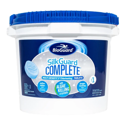 A white plastic container with a blue lid labeled 