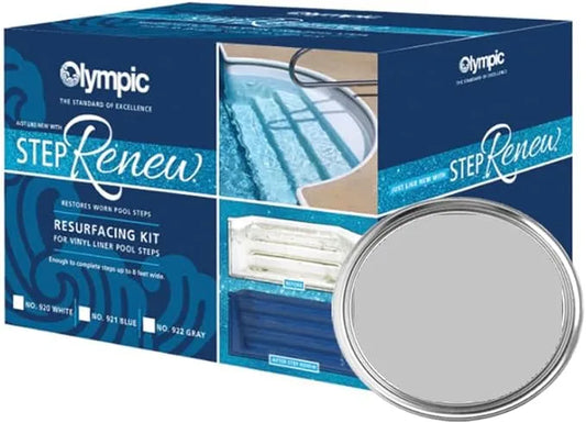 Olympic Step Renew Kit Gray Finish Includes Tools, Cleaner, And Coating To Resurface Plastic And Fiberglass Steps For Vinyl Liner Pools Up To 8 Ft Wide | 922