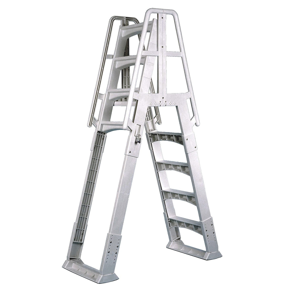 Vinyl Works A-Frame 4 Tread A/G Pool Ladder w/ Slide Lock Barrier, Taupe | SLA-T