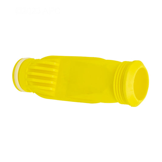 Yellow plastic hose connector with ribbed grip sections features threaded ends for attachment, ideal for compatible use with Zodiac products like the Long Life Diaphragm, Genuine OEM | W69698.